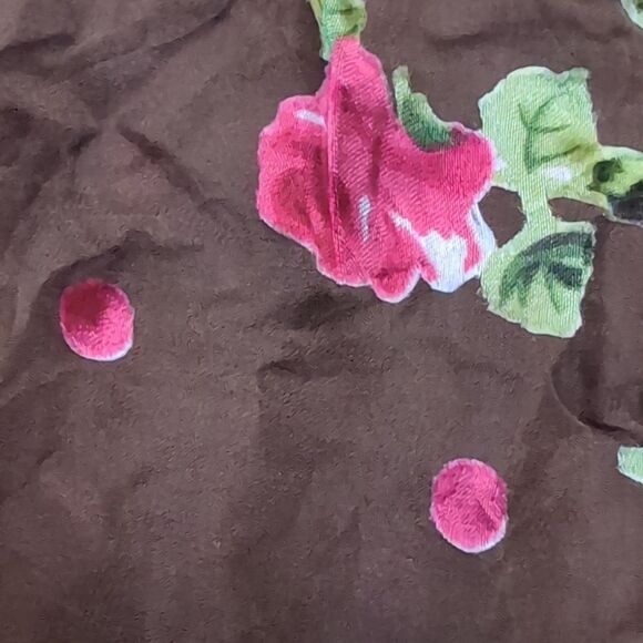 Stunning Rare Find Designer silk blend Sheer Floral Rose Mocha brown Shi… - Picture 3 of 16